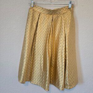 NWOT Gold LuLaRoe Holiday Collection Madison A-Line Pleated Skirt - Small